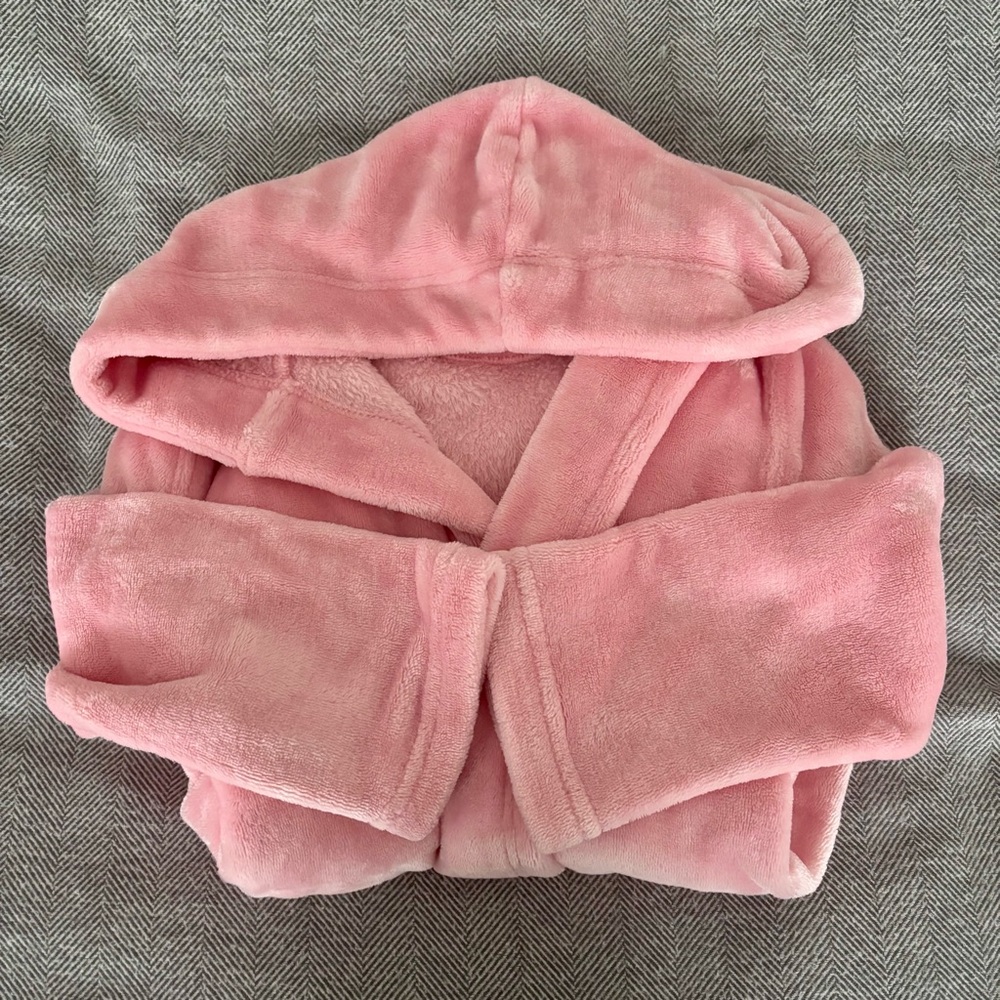 Pink Fleece Hooded Robe From Lands End Kids Size 4
